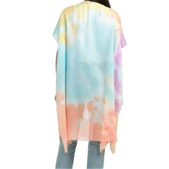 NWT LULLA COLLECTION BY BINDYA Rainbow Multi Tie Dye Kimono Top Swim Cover Up - Picture 2 of 8